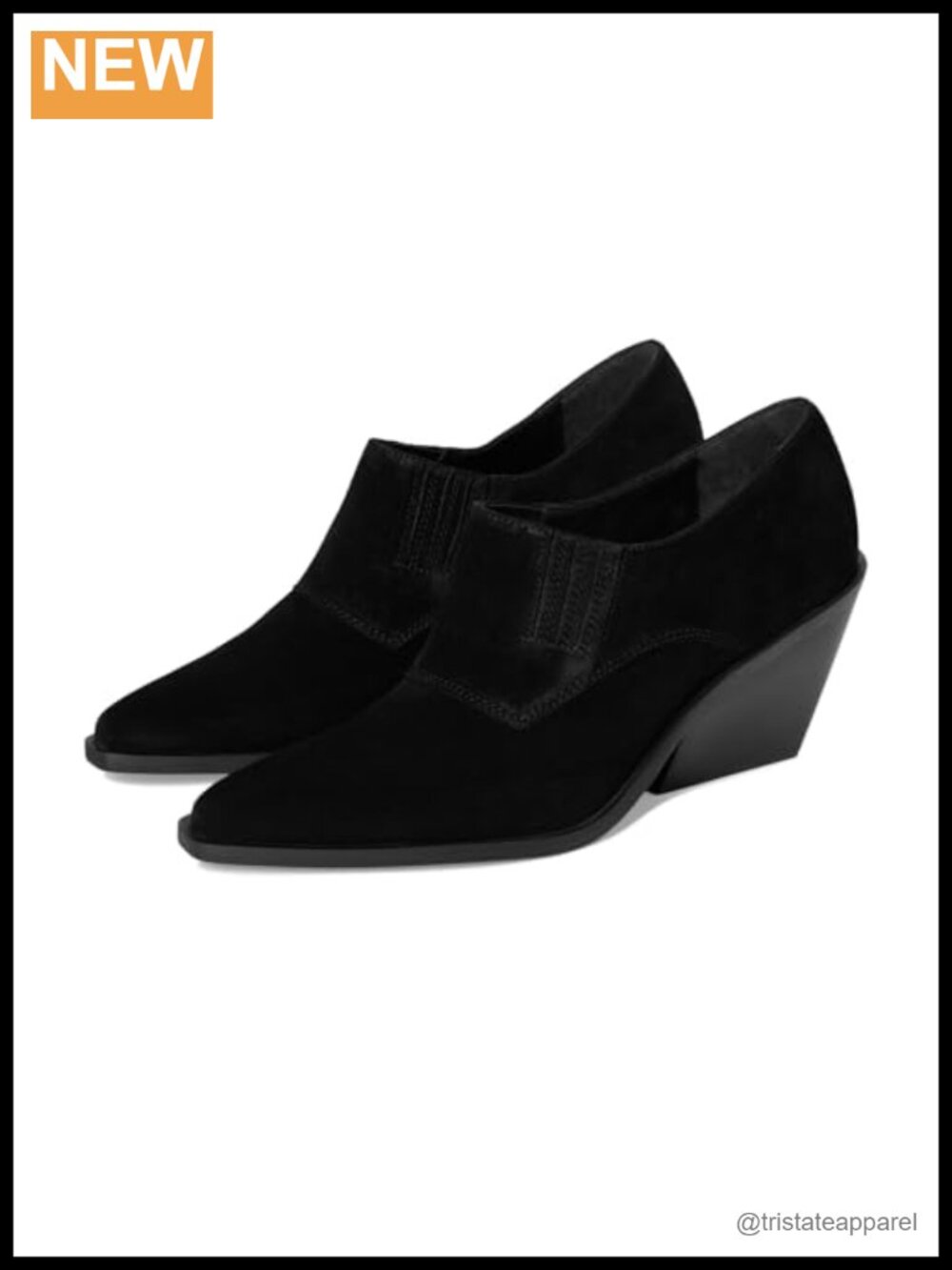 Suede Wedge Bootie Pointed Toe Pull-On Ankle Boot